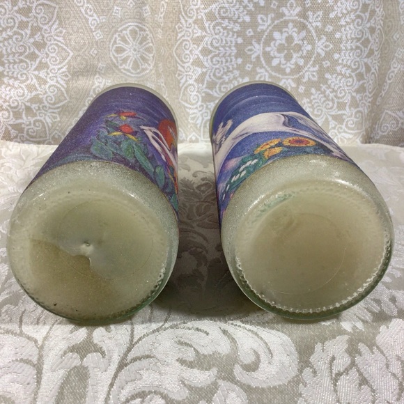 Vintage Unicorn Sugar Beaded Glass Pillar Candles - Set of 2 - Picture 7 of 7